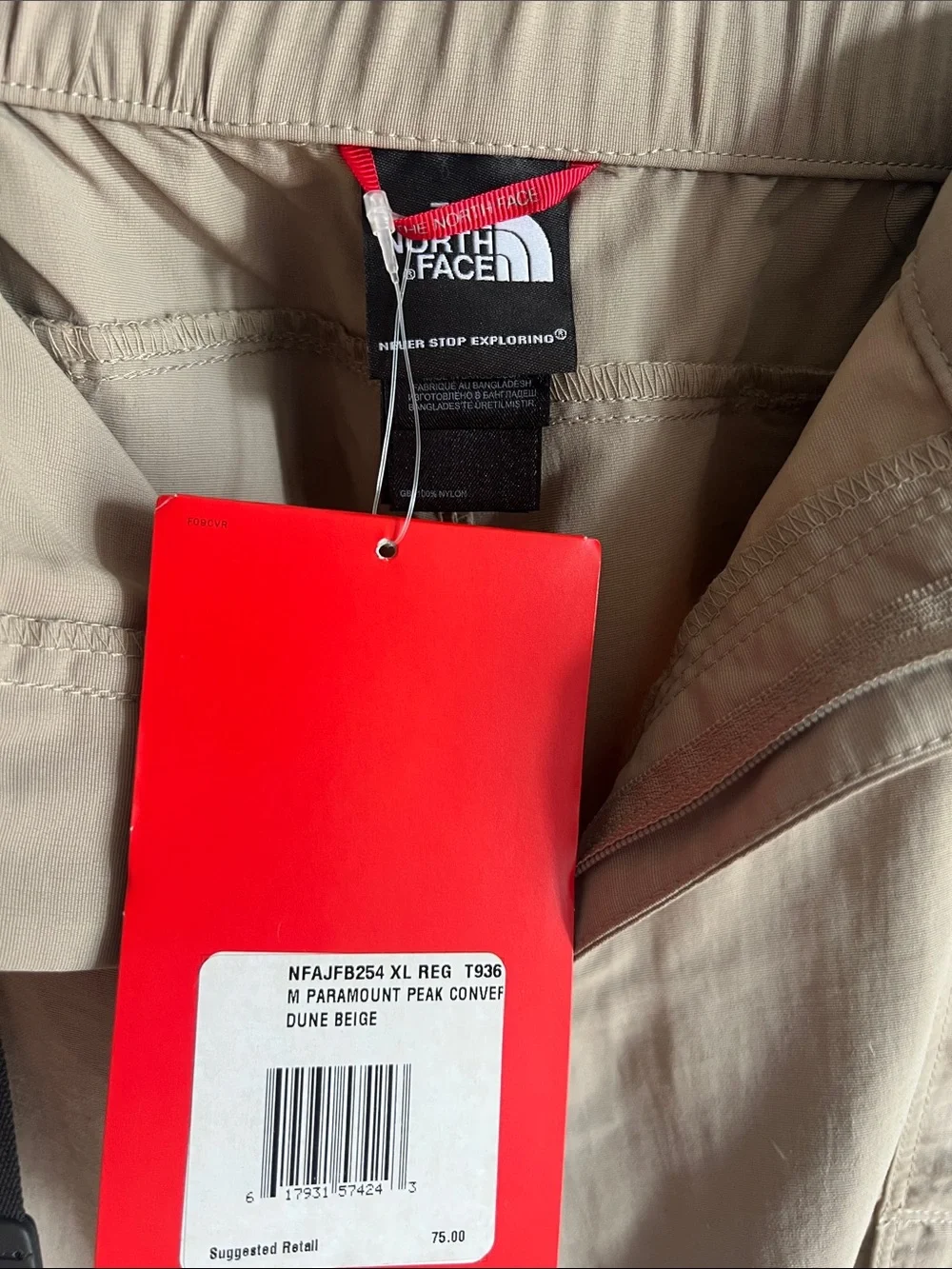 The North Face Men's Tan Cargo Convertible Pants NWT
